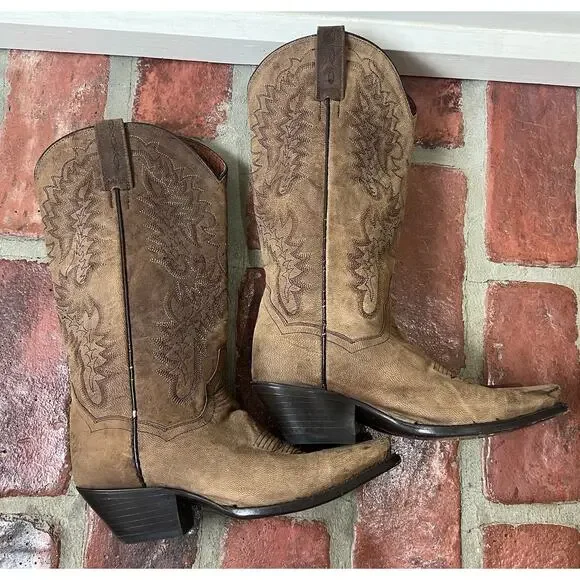 Dan Post Brown Leather Cowboy Boots Size 6 Womens Western - Picture 4 of 12
